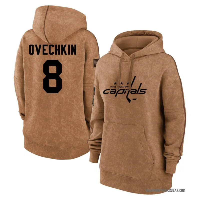 Alex Ovechkin Women's Brown Washington Capitals 2023 Salute to Service Pullover Hoodie