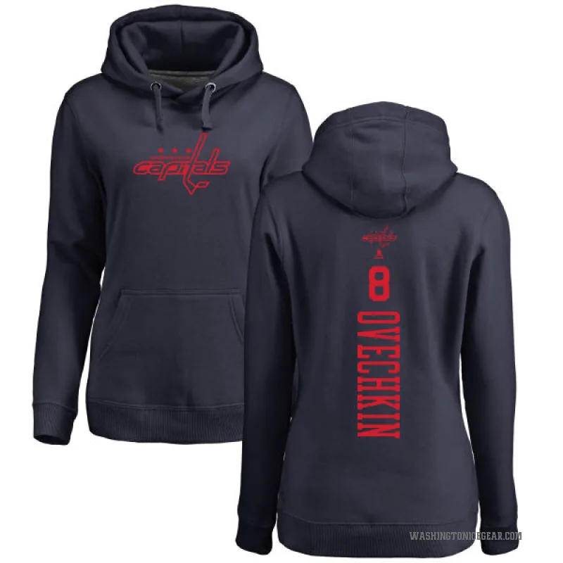 Alex Ovechkin Women's Navy Washington Capitals Branded One Color Backer Pullover Hoodie