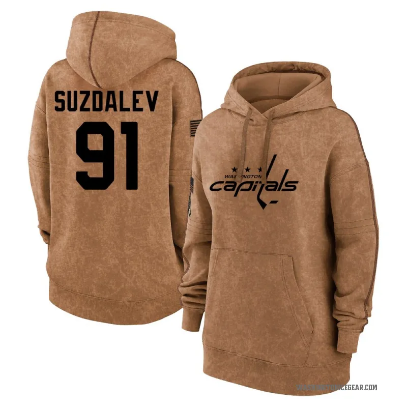 Alexander Suzdalev Women's Brown Washington Capitals 2023 Salute to Service Pullover Hoodie
