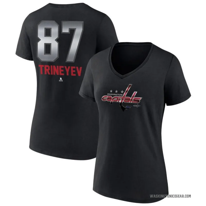 Bogdan Trineyev Women's Black Washington Capitals Midnight Mascot Logo V-Neck T-Shirt