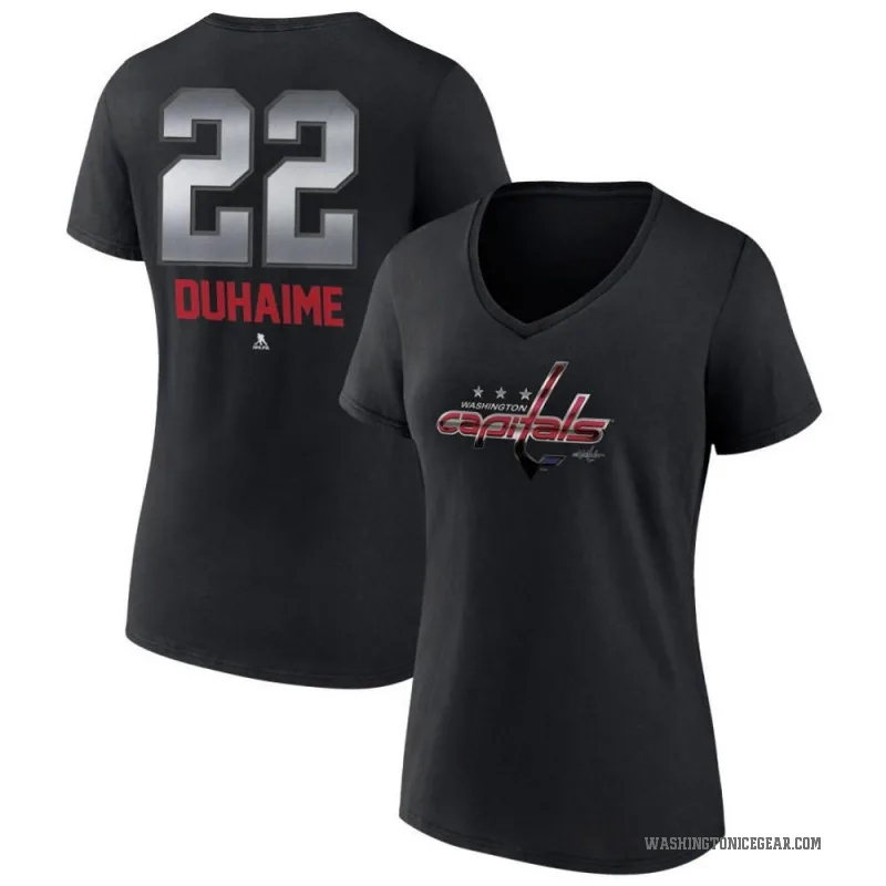 Brandon Duhaime Women's Black Washington Capitals Midnight Mascot Logo V-Neck T-Shirt