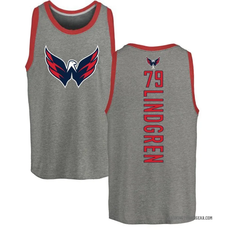 Charlie Lindgren Men's Ash Washington Capitals Backer Tank Top -