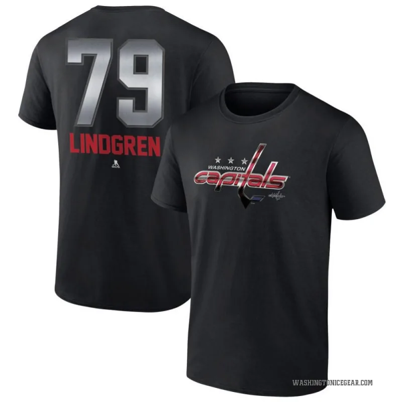 Charlie Lindgren Men's Black Washington Capitals Midnight Mascot Logo T-Shirt
