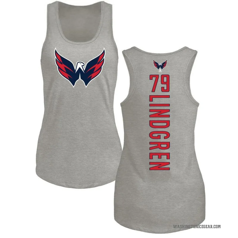 Charlie Lindgren Women's Ash Washington Capitals Backer Tank Top -