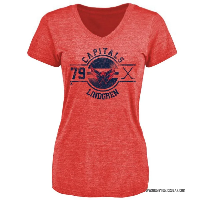 Charlie Lindgren Women's Red Washington Capitals Insignia T-Shirt -