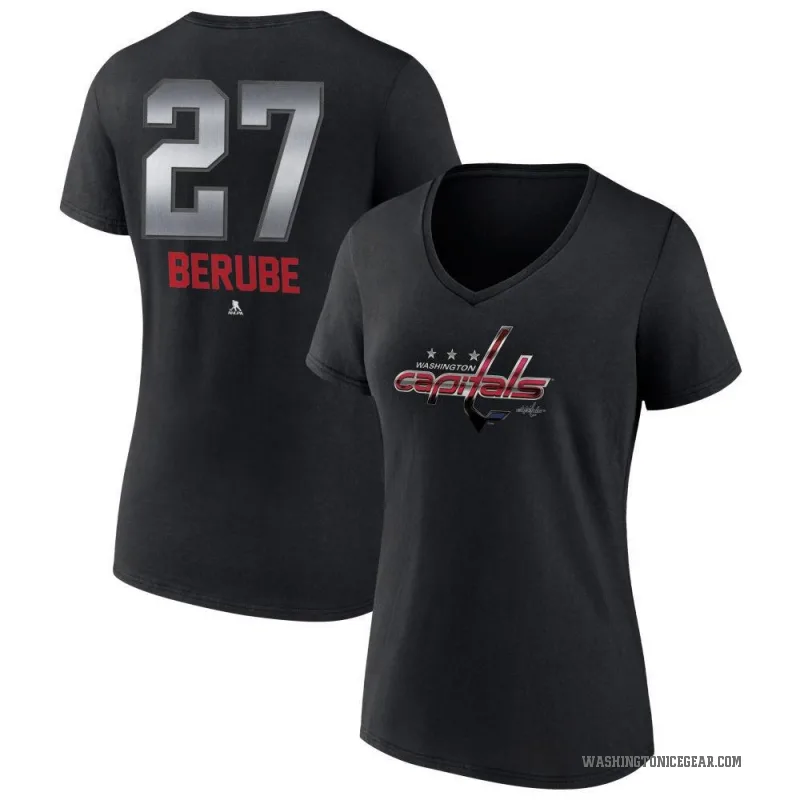 Craig Berube Women's Black Washington Capitals Midnight Mascot Logo V-Neck T-Shirt