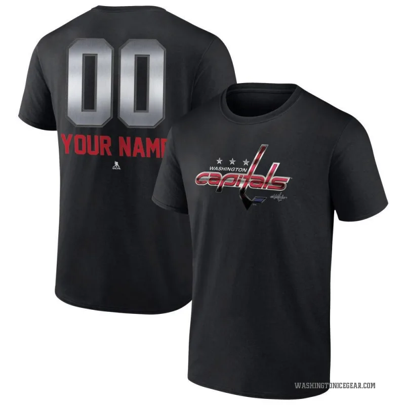 Custom Men's Black Washington Capitals Midnight Mascot Logo T-Shirt