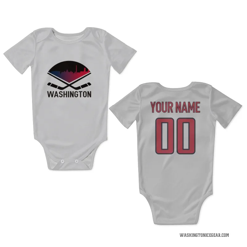 Custom  White Washington Capitals   Newborn & Infant Bodysuit