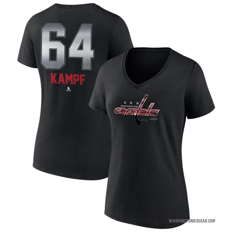 David Kampf Women's Black Washington Capitals Midnight Mascot Logo V-Neck T-Shirt