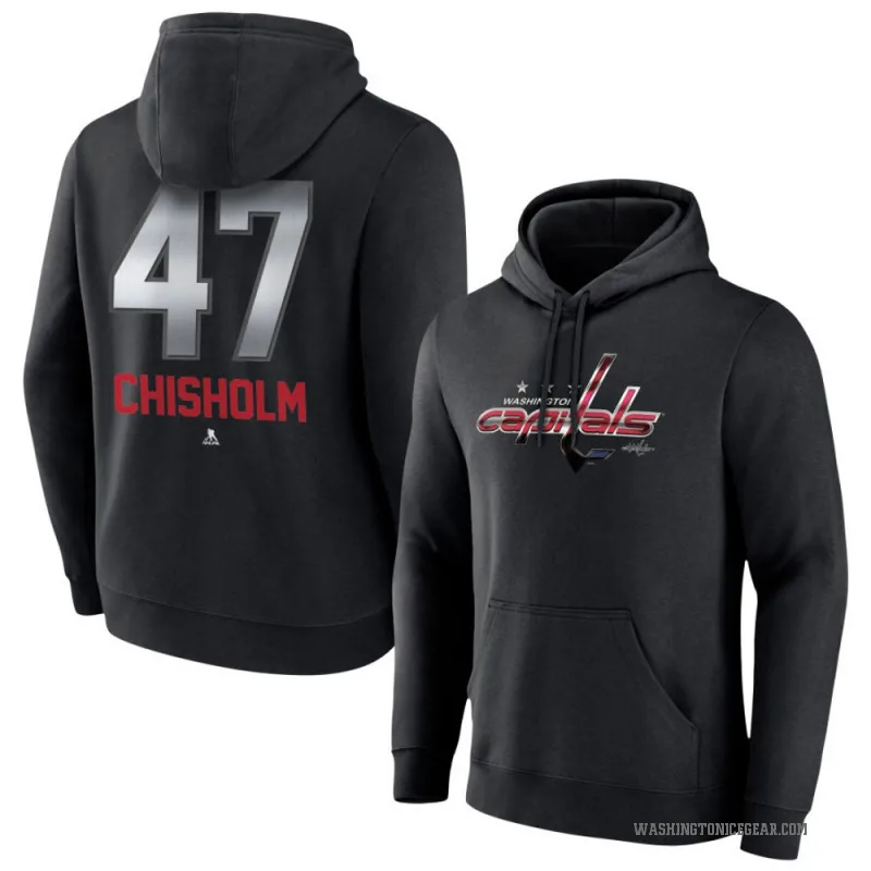 Declan Chisholm Men's Black Washington Capitals Branded Midnight Mascot Logo Pullover Hoodie