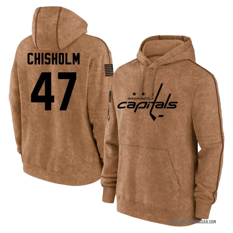 Declan Chisholm Men's Brown Washington Capitals 2023 Salute to Service Club Pullover Hoodie