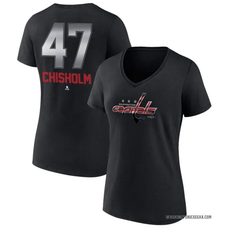Declan Chisholm Women's Black Washington Capitals Midnight Mascot Logo V-Neck T-Shirt