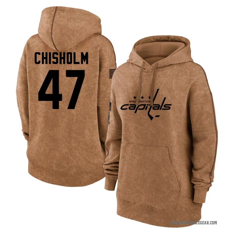 Declan Chisholm Women's Brown Washington Capitals 2023 Salute to Service Pullover Hoodie