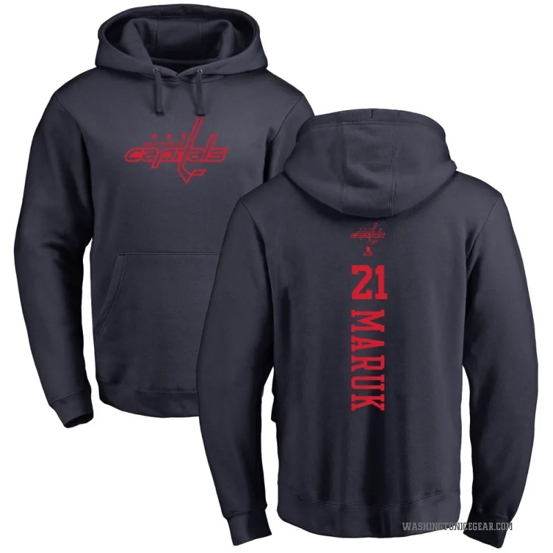 Dennis Maruk Men's Navy Washington Capitals Branded One Color Backer Pullover Hoodie