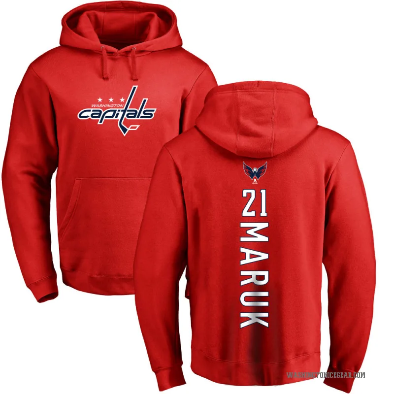 Dennis Maruk Men's Red Washington Capitals Branded Backer Pullover Hoodie