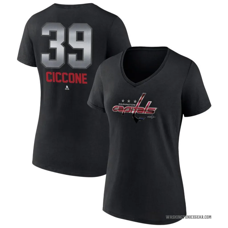 Enrico Ciccone Women's Black Washington Capitals Midnight Mascot Logo V-Neck T-Shirt