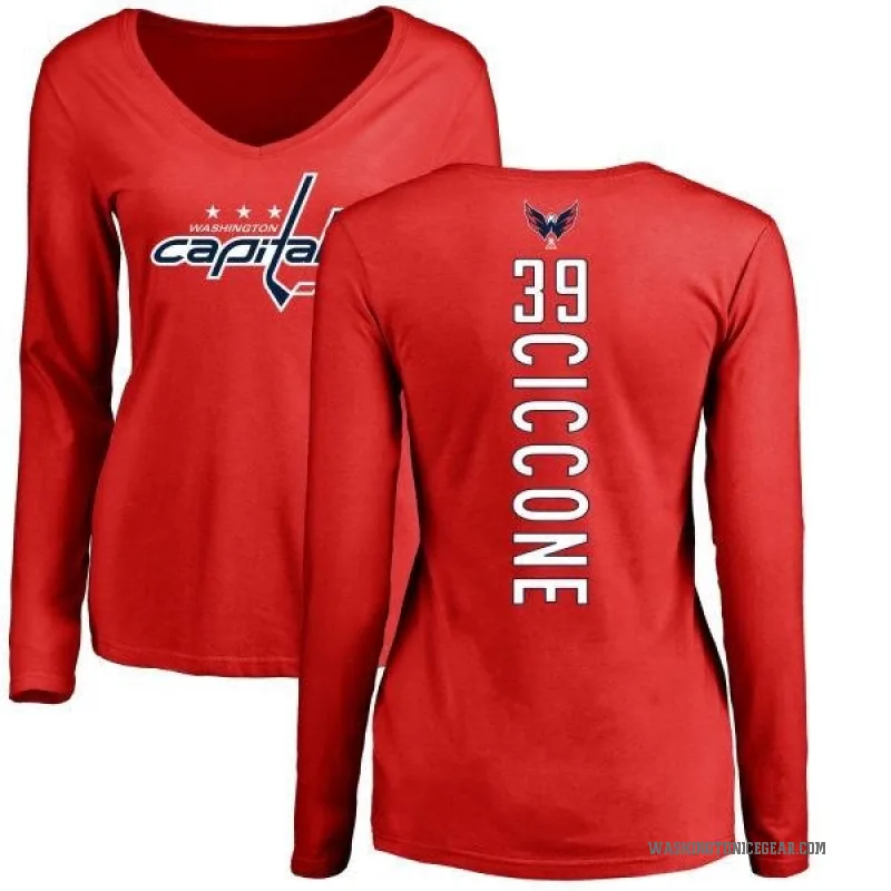 Enrico Ciccone Women's Red Washington Capitals Backer Long Sleeve T-Shirt -