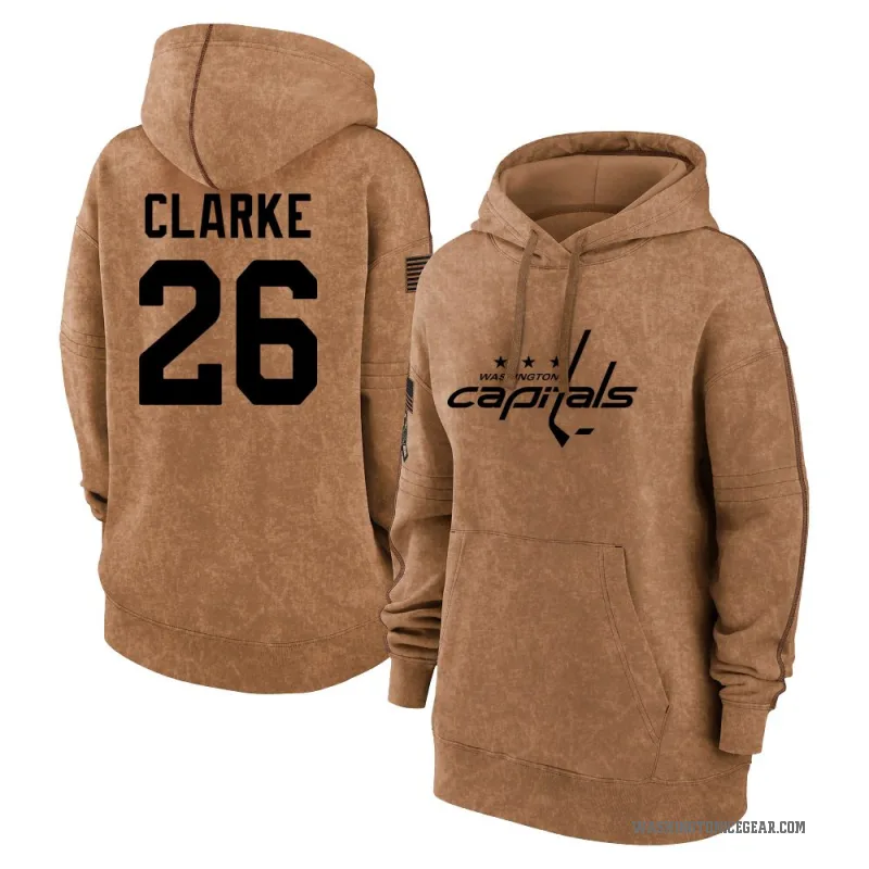 Graeme Clarke Women's Brown Washington Capitals 2023 Salute to Service Pullover Hoodie