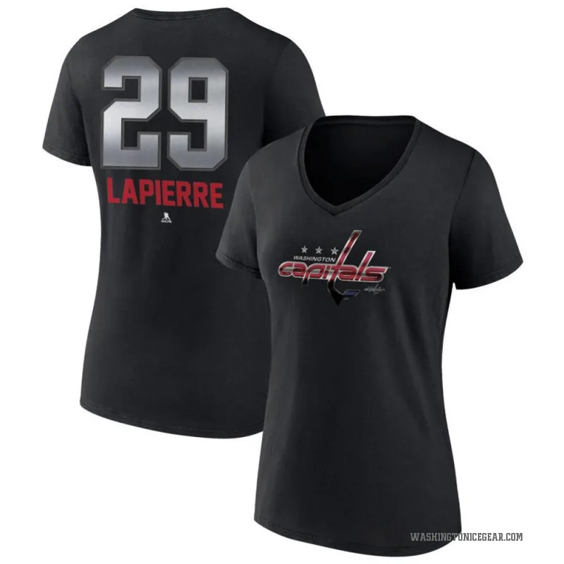Hendrix Lapierre Women's Black Washington Capitals Midnight Mascot Logo V-Neck T-Shirt