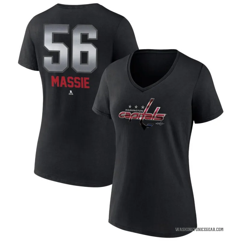 Jake Massie Women's Black Washington Capitals Midnight Mascot Logo V-Neck T-Shirt