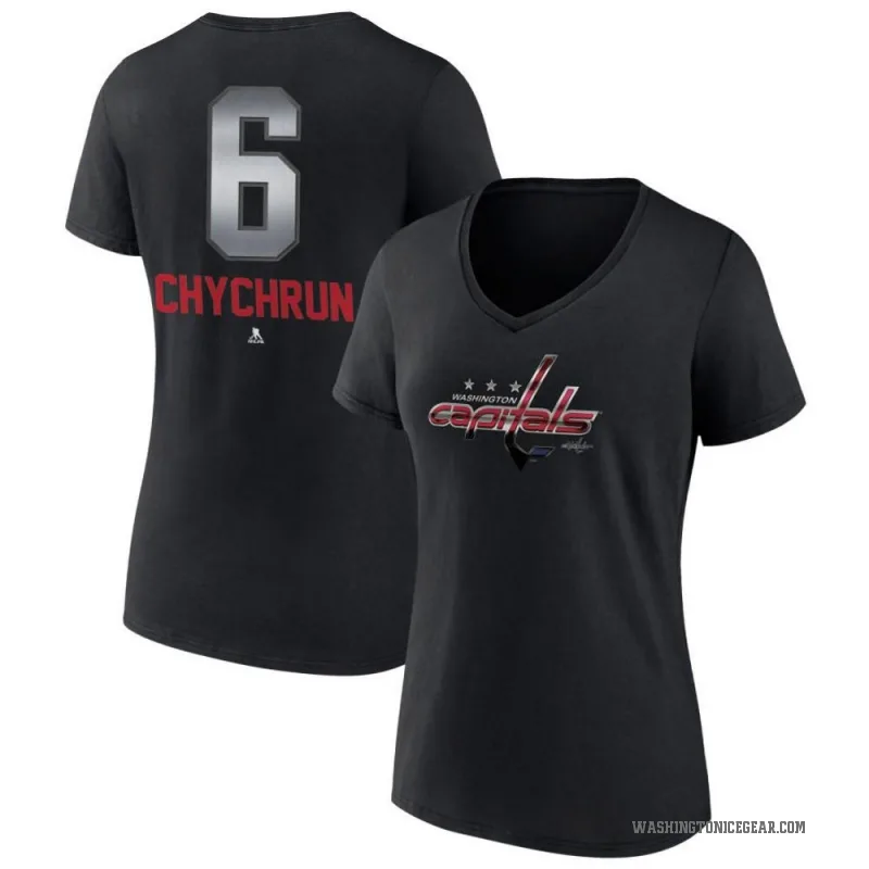 Jakob Chychrun Women's Black Washington Capitals Midnight Mascot Logo V-Neck T-Shirt