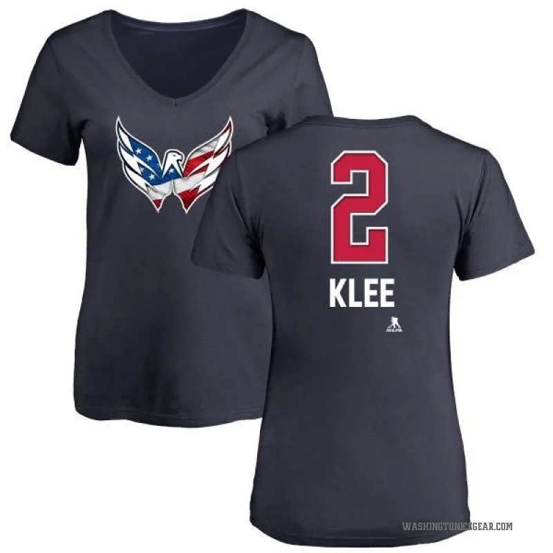 Ken Klee Women's Navy Washington Capitals Name and Number Banner Wave V-Neck T-Shirt -