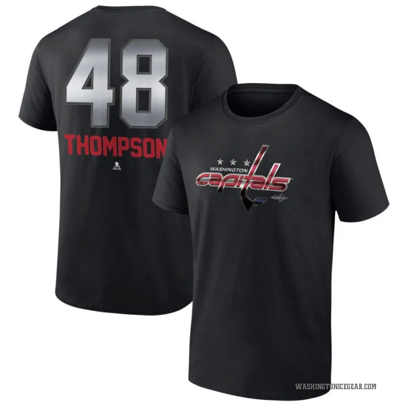 Logan Thompson Men's Black Washington Capitals Midnight Mascot Logo T-Shirt