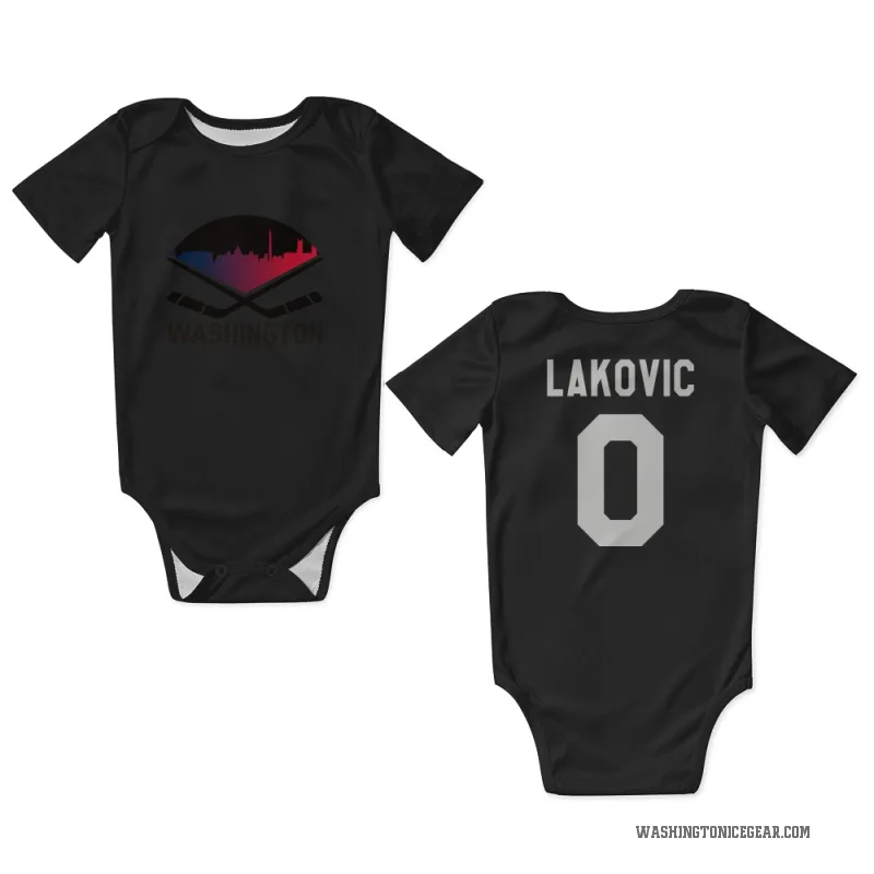 Lynden Lakovic  Black Washington Capitals  Newborn & Infant Bodysuit