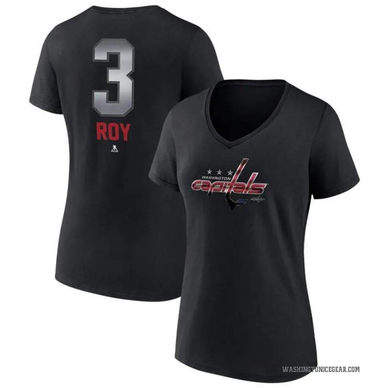 Matt Roy Women's Black Washington Capitals Midnight Mascot Logo V-Neck T-Shirt