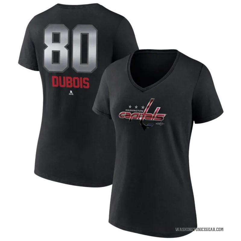 Pierre-Luc Dubois Women's Black Washington Capitals Midnight Mascot Logo V-Neck T-Shirt