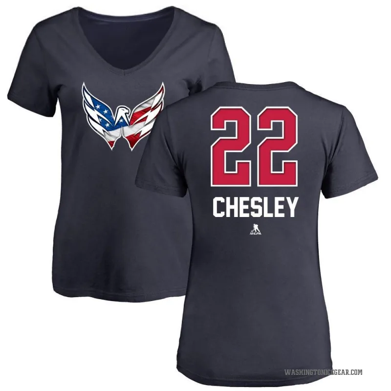 Ryan Chesley Women's Navy Washington Capitals Name and Number Banner Wave V-Neck T-Shirt -