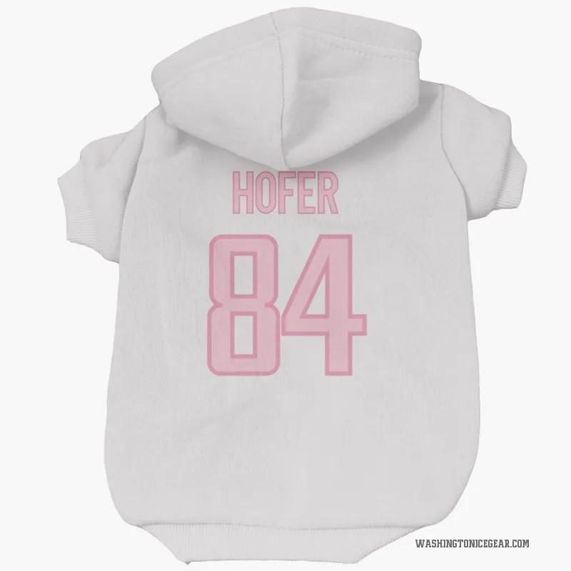 Ryan Hofer  White Pink Washington Capitals  Cat & Dog Pet Hoodie