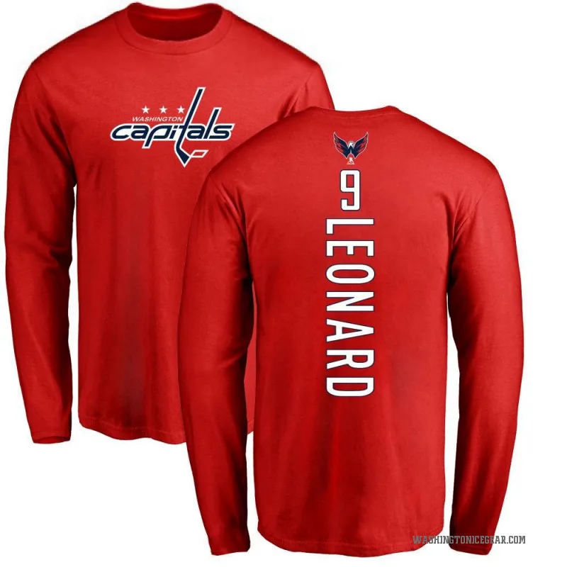Ryan Leonard Men's Red Washington Capitals Backer Long Sleeve T-Shirt -