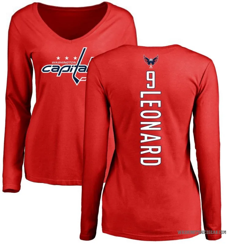 Ryan Leonard Women's Red Washington Capitals Backer Long Sleeve T-Shirt -