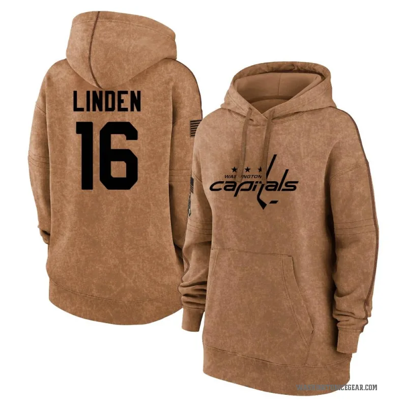 Trevor Linden Women's Brown Washington Capitals 2023 Salute to Service Pullover Hoodie