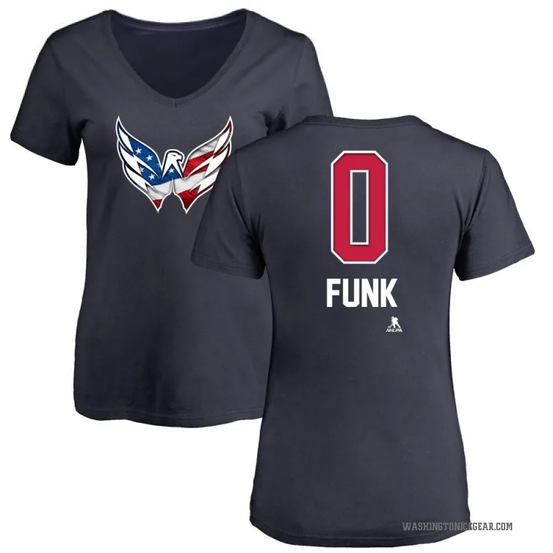 Zac Funk Women's Navy Washington Capitals Name and Number Banner Wave V-Neck T-Shirt -