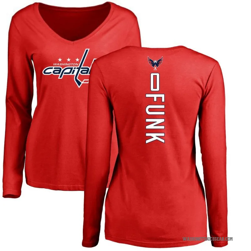 Zac Funk Women's Red Washington Capitals Backer Long Sleeve T-Shirt -